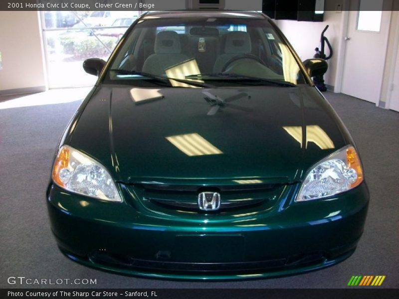 Clover Green / Beige 2001 Honda Civic LX Coupe