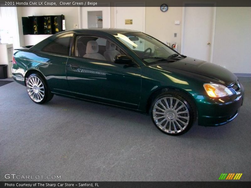 Clover Green / Beige 2001 Honda Civic LX Coupe