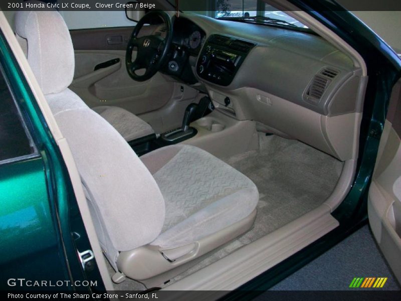 Clover Green / Beige 2001 Honda Civic LX Coupe