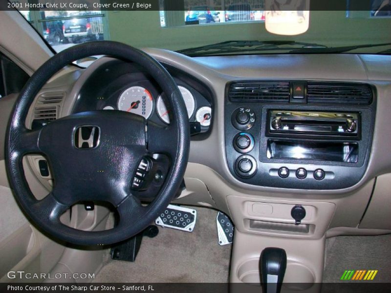 Clover Green / Beige 2001 Honda Civic LX Coupe