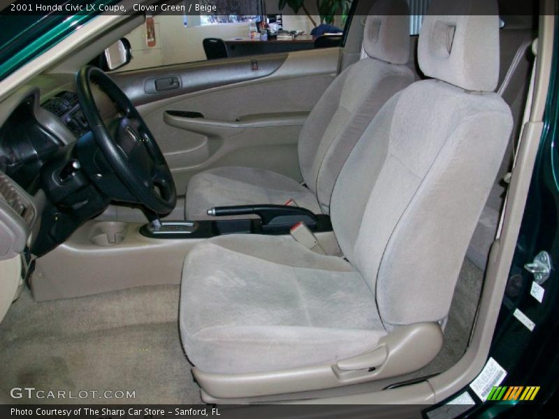 Clover Green / Beige 2001 Honda Civic LX Coupe