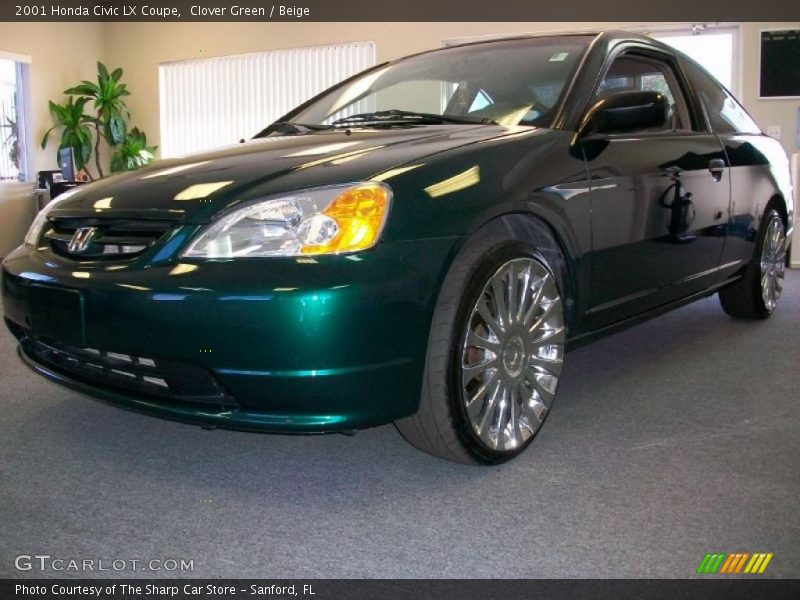 Clover Green / Beige 2001 Honda Civic LX Coupe