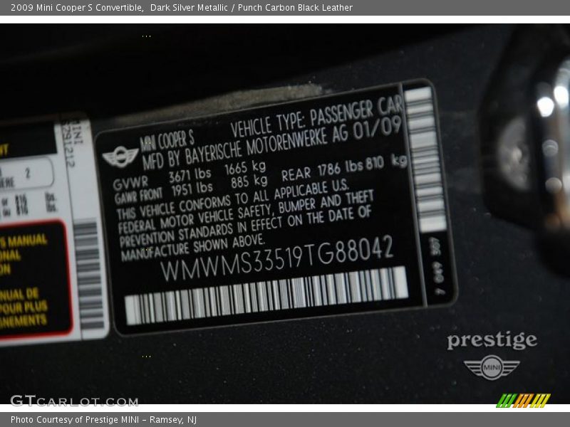 Dark Silver Metallic / Punch Carbon Black Leather 2009 Mini Cooper S Convertible