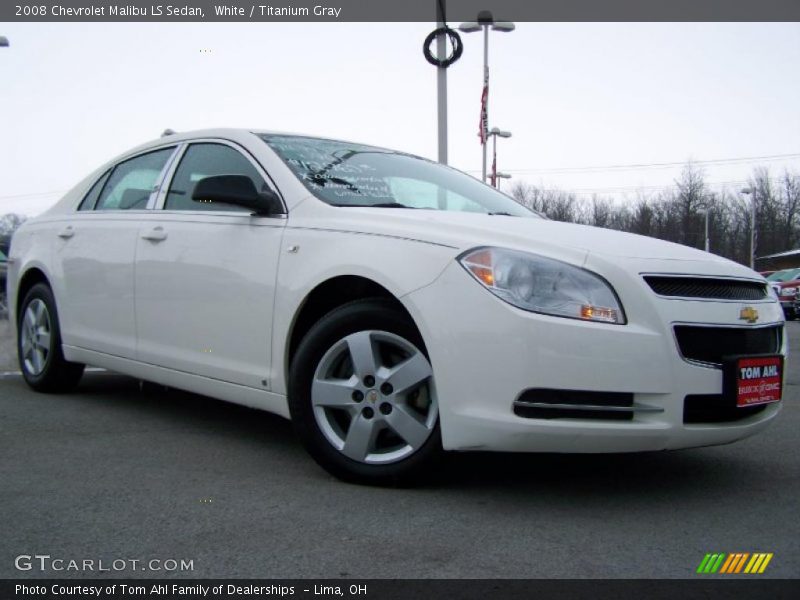 White / Titanium Gray 2008 Chevrolet Malibu LS Sedan
