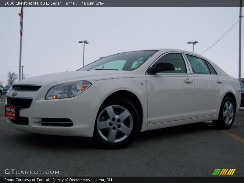 White / Titanium Gray 2008 Chevrolet Malibu LS Sedan