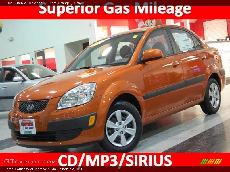Sunset Orange / Gray 2009 Kia Rio LX Sedan