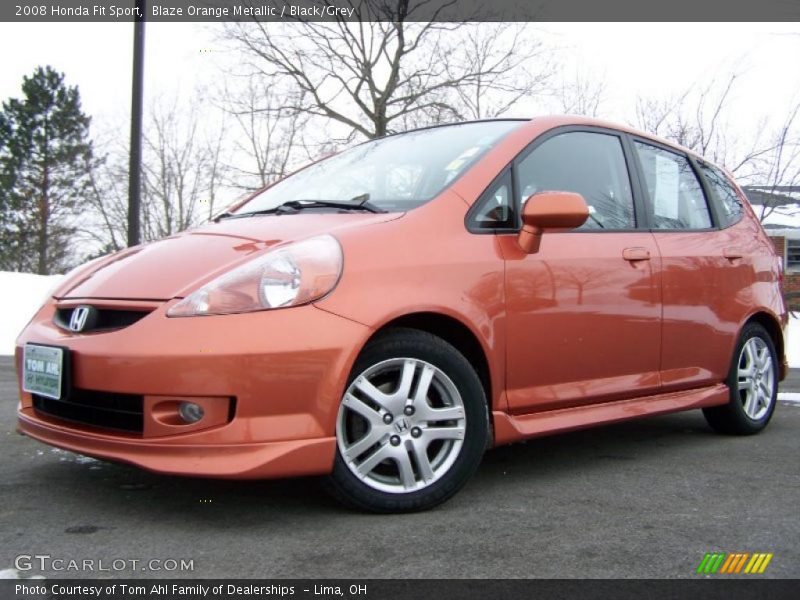 Blaze Orange Metallic / Black/Grey 2008 Honda Fit Sport