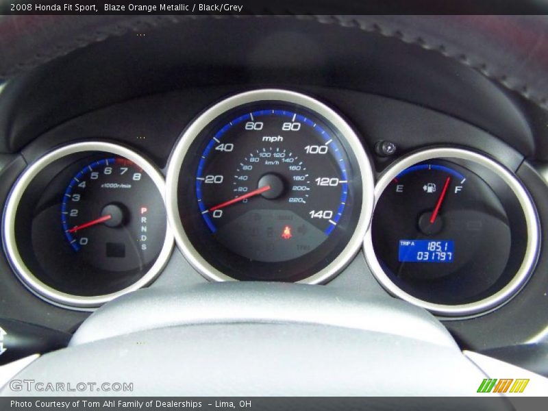 Blaze Orange Metallic / Black/Grey 2008 Honda Fit Sport