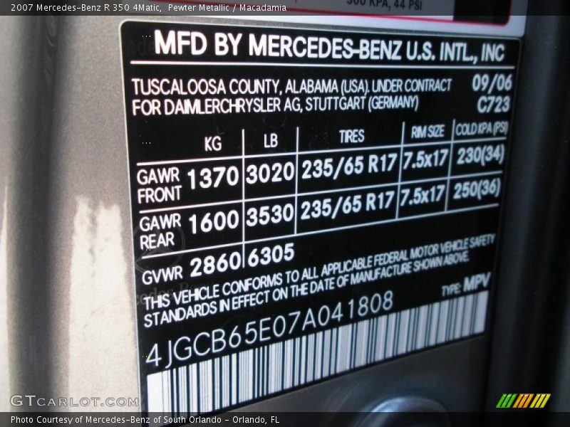 Pewter Metallic / Macadamia 2007 Mercedes-Benz R 350 4Matic