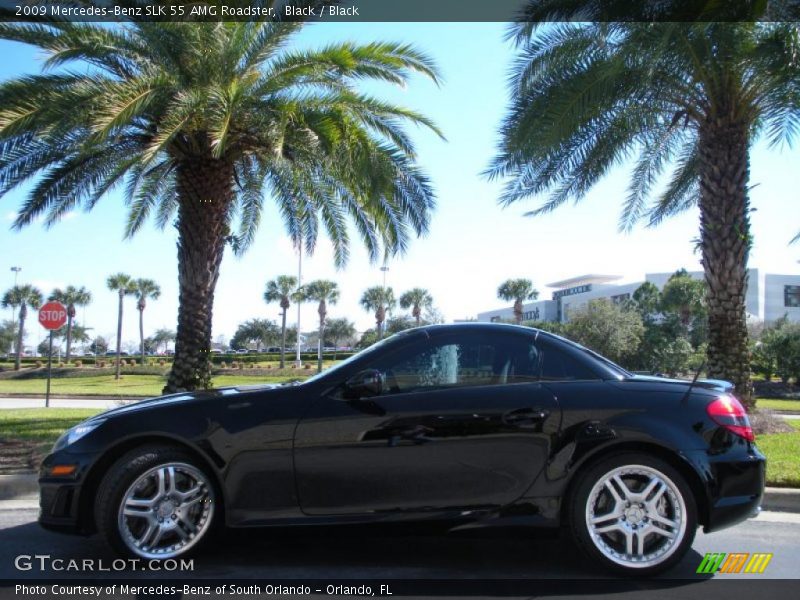 Black / Black 2009 Mercedes-Benz SLK 55 AMG Roadster