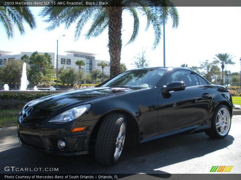 Black / Black 2009 Mercedes-Benz SLK 55 AMG Roadster