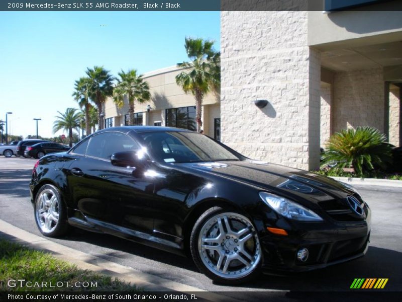 Black / Black 2009 Mercedes-Benz SLK 55 AMG Roadster