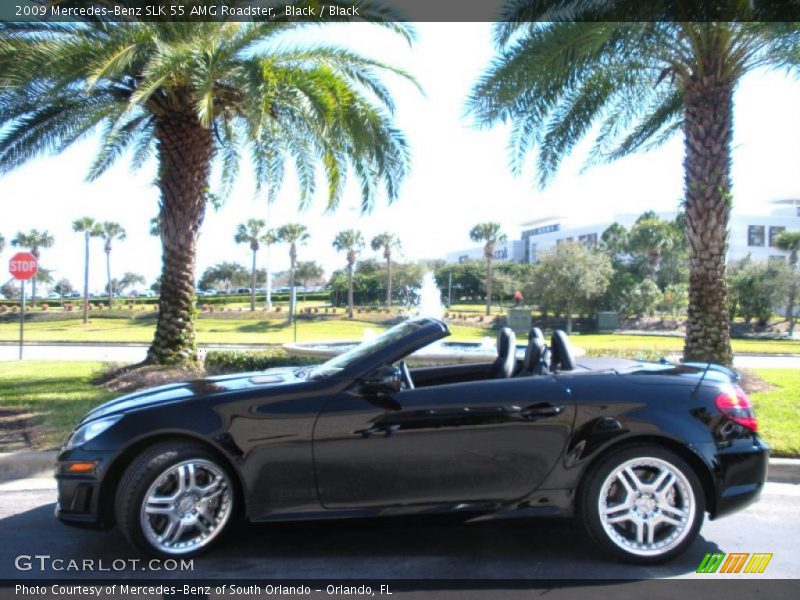 Black / Black 2009 Mercedes-Benz SLK 55 AMG Roadster