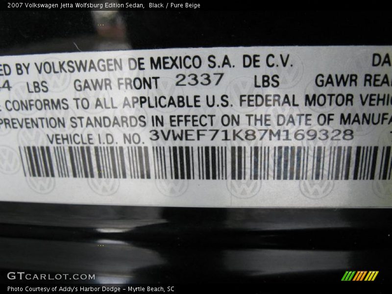 Black / Pure Beige 2007 Volkswagen Jetta Wolfsburg Edition Sedan