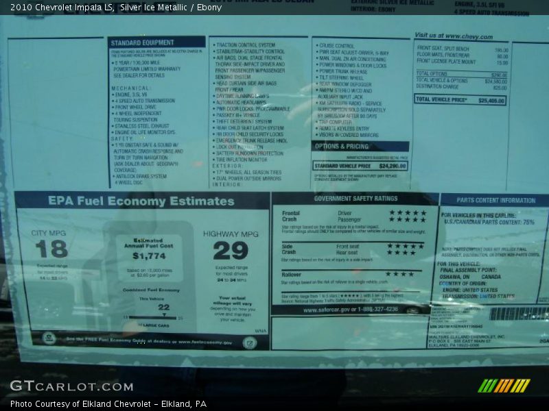 Silver Ice Metallic / Ebony 2010 Chevrolet Impala LS