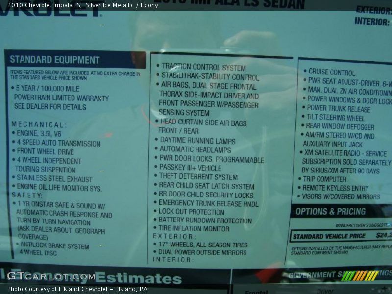 Silver Ice Metallic / Ebony 2010 Chevrolet Impala LS