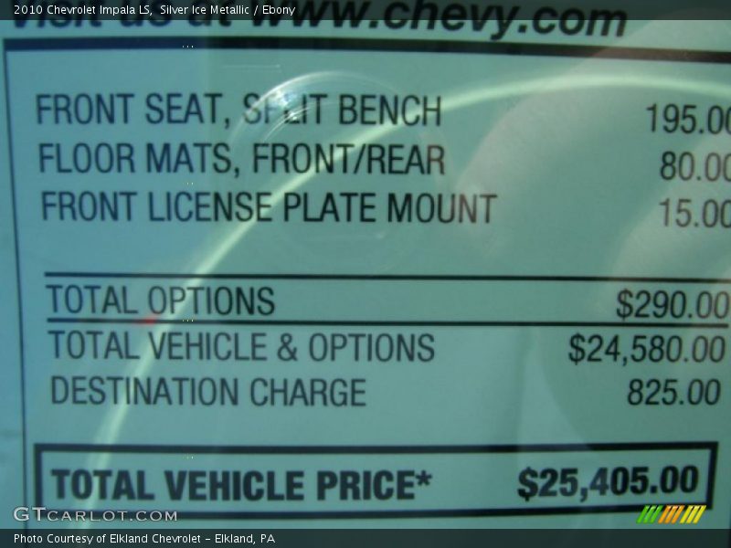Silver Ice Metallic / Ebony 2010 Chevrolet Impala LS