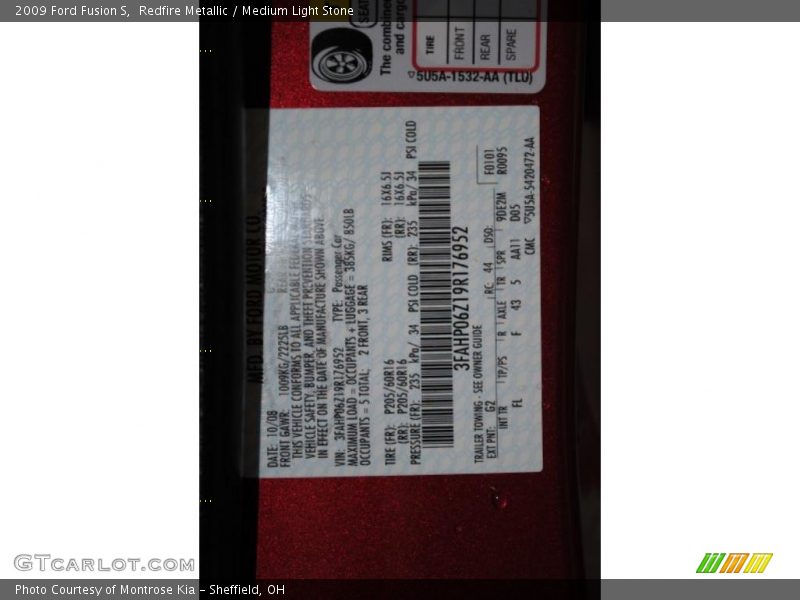 Redfire Metallic / Medium Light Stone 2009 Ford Fusion S