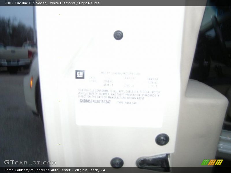 White Diamond / Light Neutral 2003 Cadillac CTS Sedan