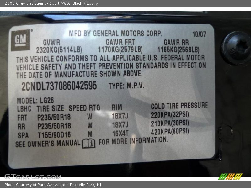 Black / Ebony 2008 Chevrolet Equinox Sport AWD