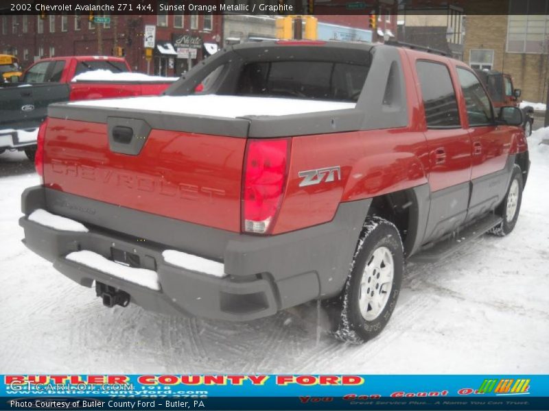 Sunset Orange Metallic / Graphite 2002 Chevrolet Avalanche Z71 4x4