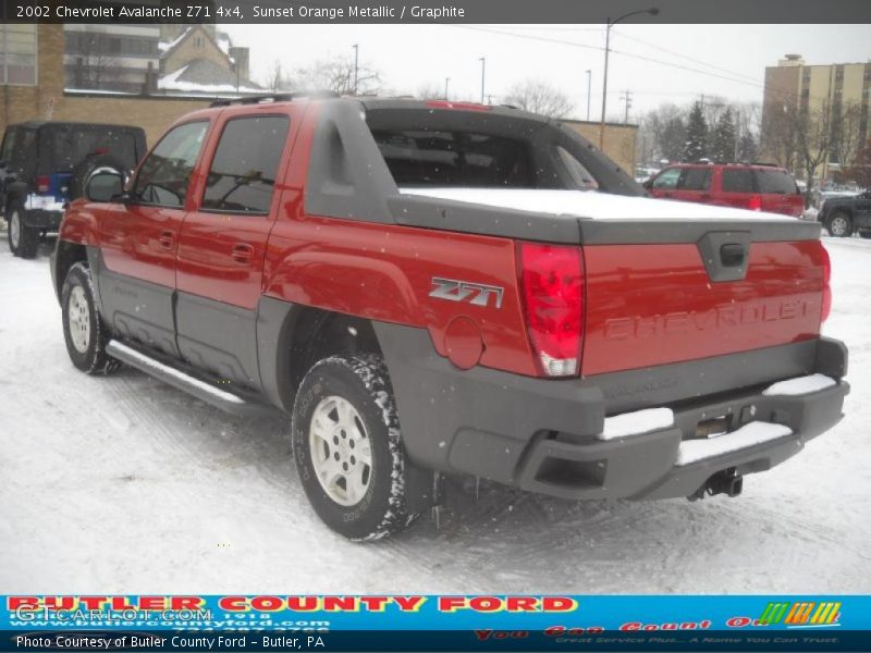 Sunset Orange Metallic / Graphite 2002 Chevrolet Avalanche Z71 4x4