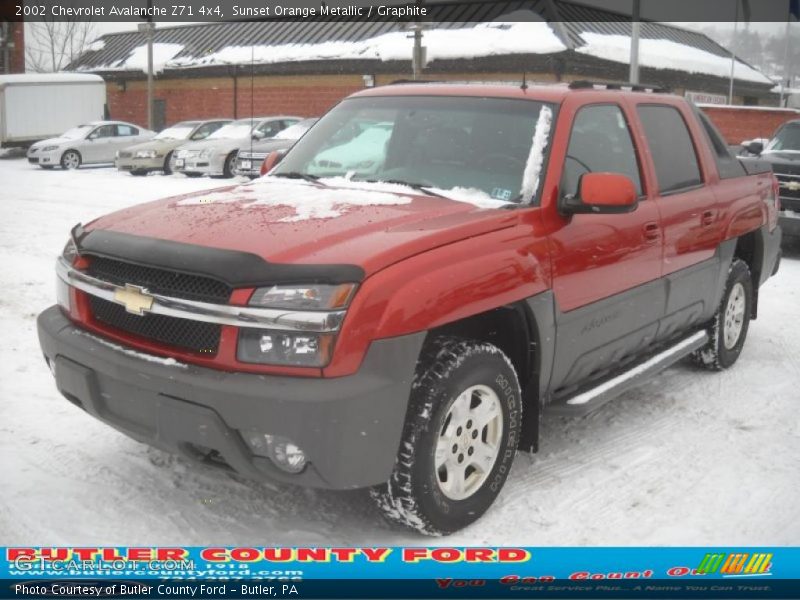 Sunset Orange Metallic / Graphite 2002 Chevrolet Avalanche Z71 4x4