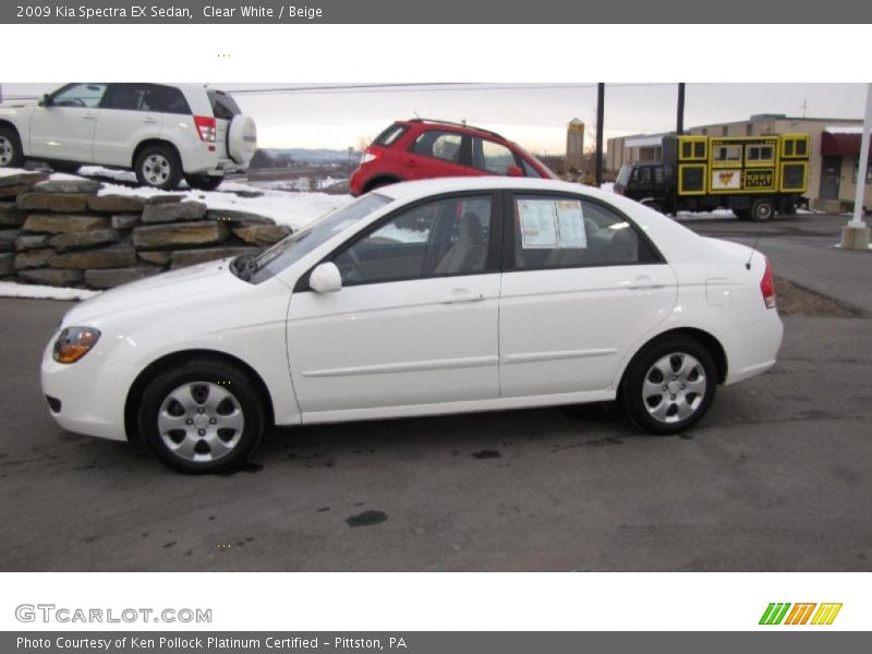 Clear White / Beige 2009 Kia Spectra EX Sedan