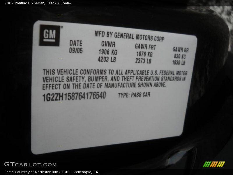 Black / Ebony 2007 Pontiac G6 Sedan