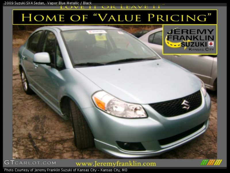 Vapor Blue Metallic / Black 2009 Suzuki SX4 Sedan