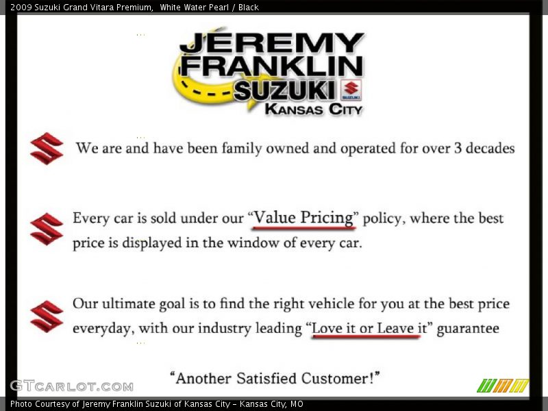 White Water Pearl / Black 2009 Suzuki Grand Vitara Premium