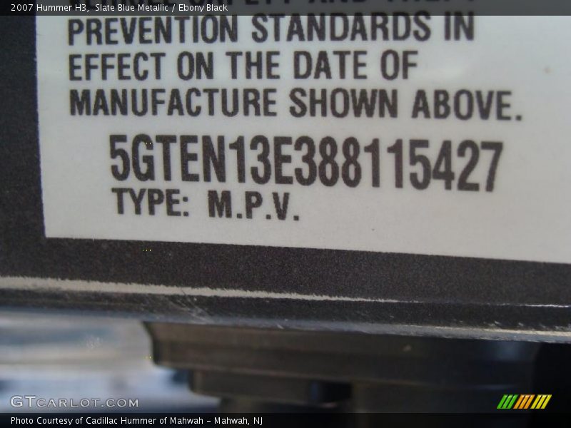 Slate Blue Metallic / Ebony Black 2007 Hummer H3