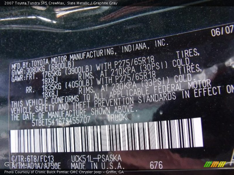 Slate Metallic / Graphite Gray 2007 Toyota Tundra SR5 CrewMax