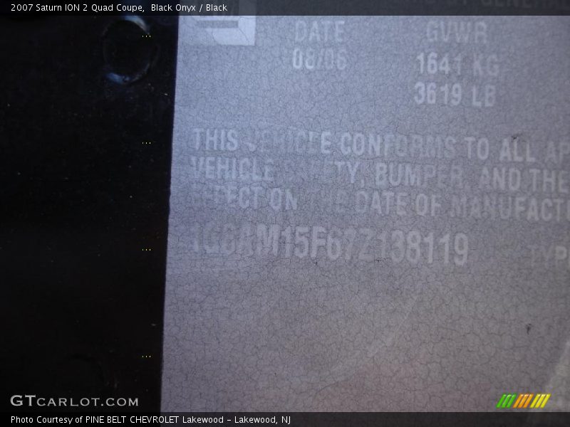 Black Onyx / Black 2007 Saturn ION 2 Quad Coupe
