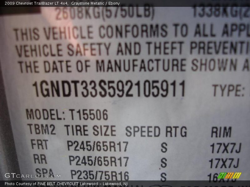 Graystone Metallic / Ebony 2009 Chevrolet TrailBlazer LT 4x4