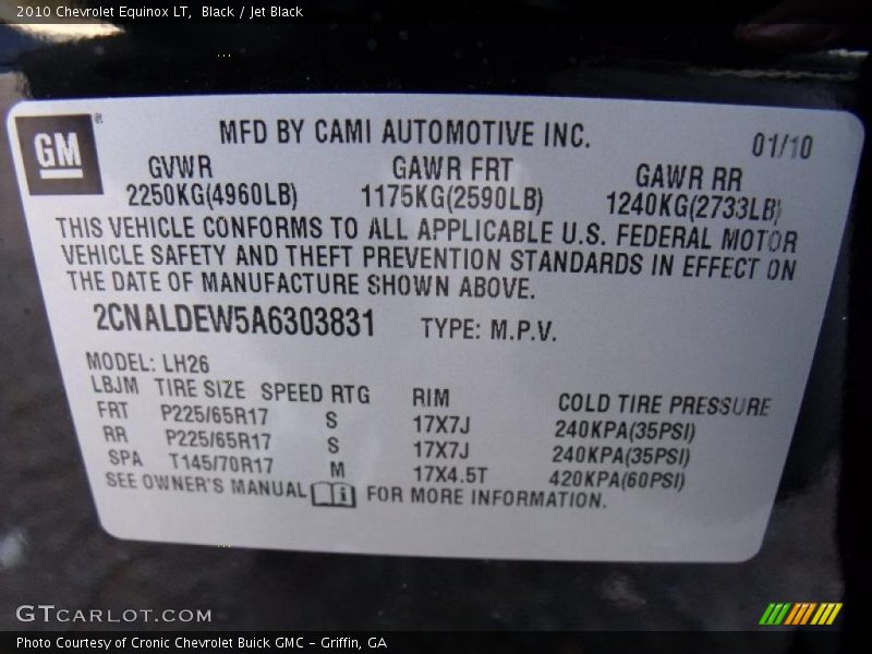 Black / Jet Black 2010 Chevrolet Equinox LT