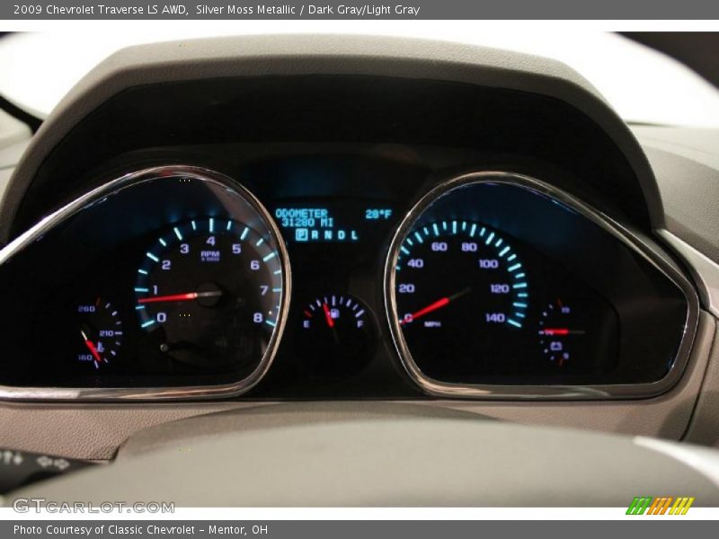 Silver Moss Metallic / Dark Gray/Light Gray 2009 Chevrolet Traverse LS AWD