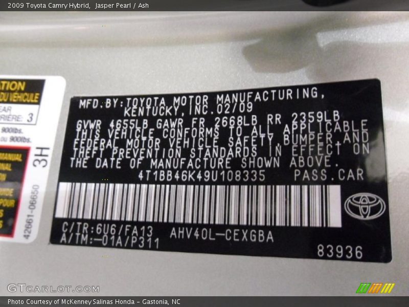 Jasper Pearl / Ash 2009 Toyota Camry Hybrid