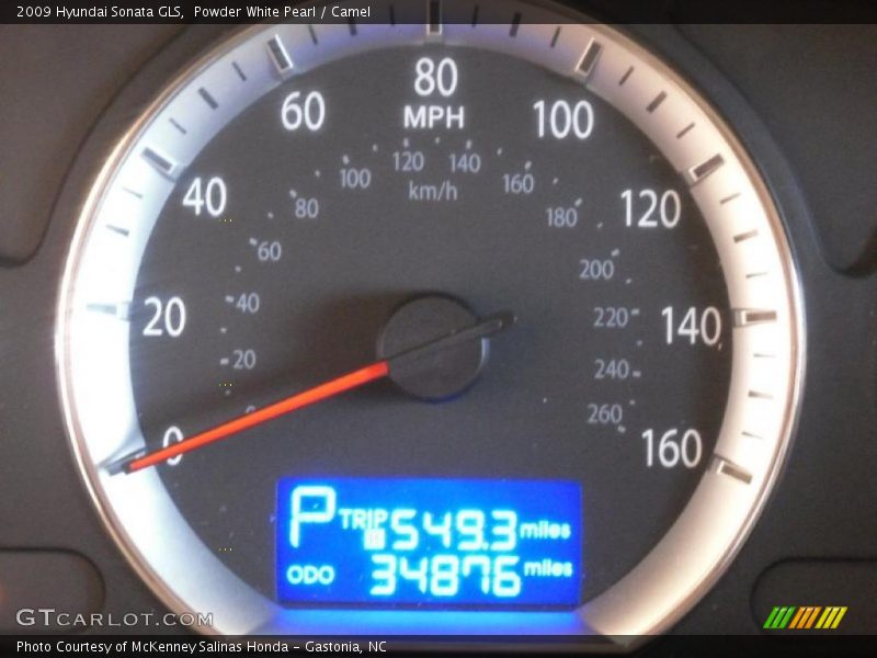 Powder White Pearl / Camel 2009 Hyundai Sonata GLS