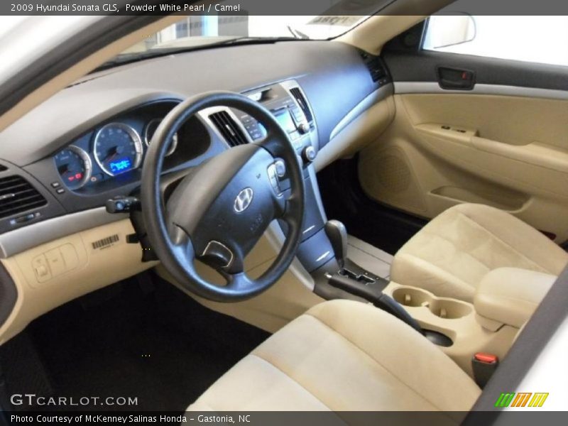Powder White Pearl / Camel 2009 Hyundai Sonata GLS