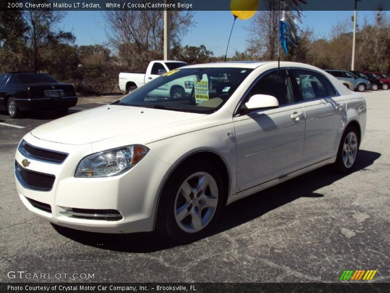 White / Cocoa/Cashmere Beige 2008 Chevrolet Malibu LT Sedan