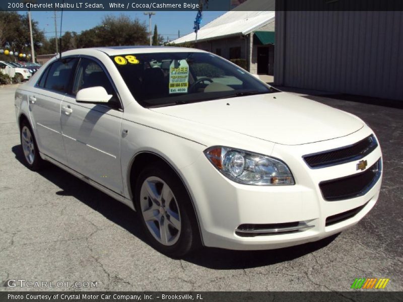 White / Cocoa/Cashmere Beige 2008 Chevrolet Malibu LT Sedan