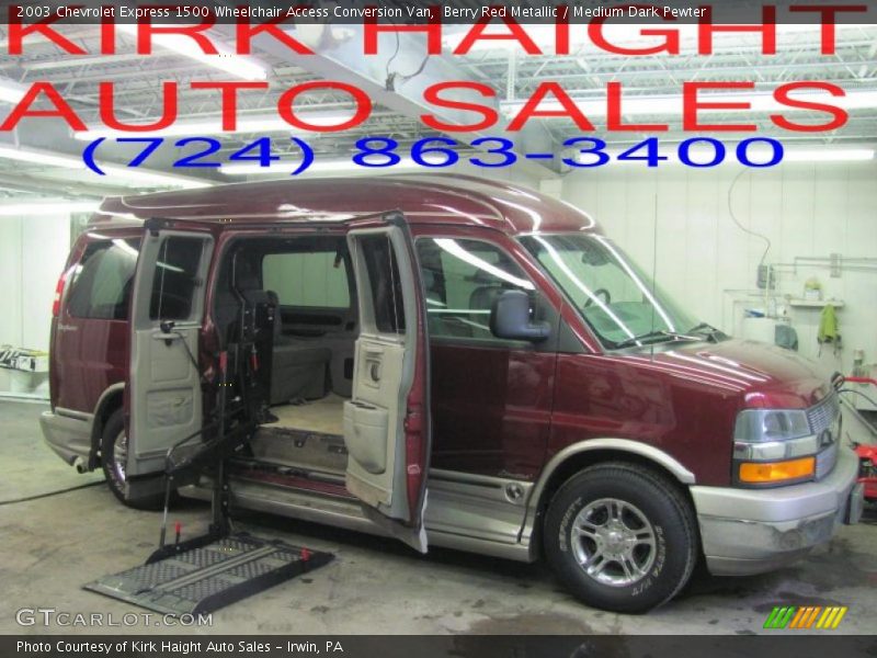Berry Red Metallic / Medium Dark Pewter 2003 Chevrolet Express 1500 Wheelchair Access Conversion Van