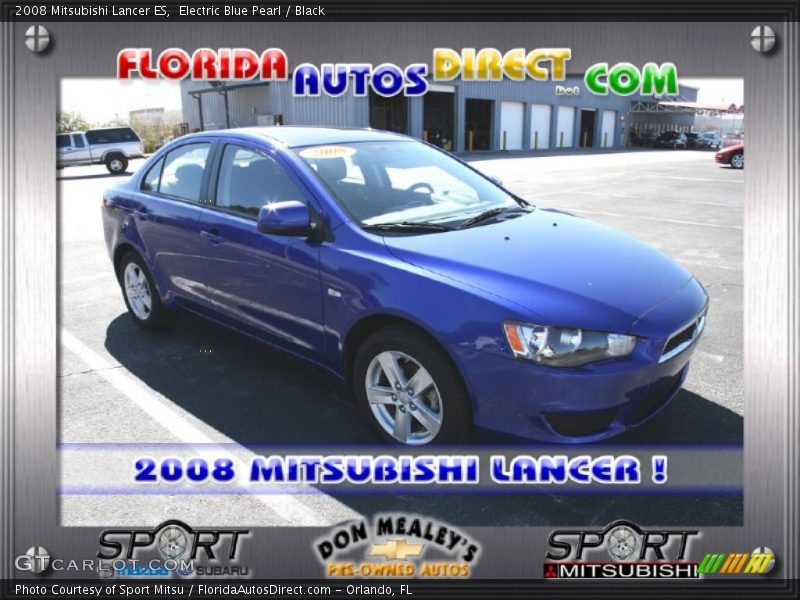 Electric Blue Pearl / Black 2008 Mitsubishi Lancer ES