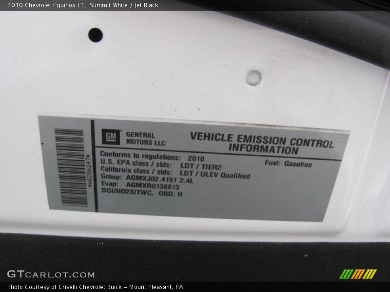 Summit White / Jet Black 2010 Chevrolet Equinox LT