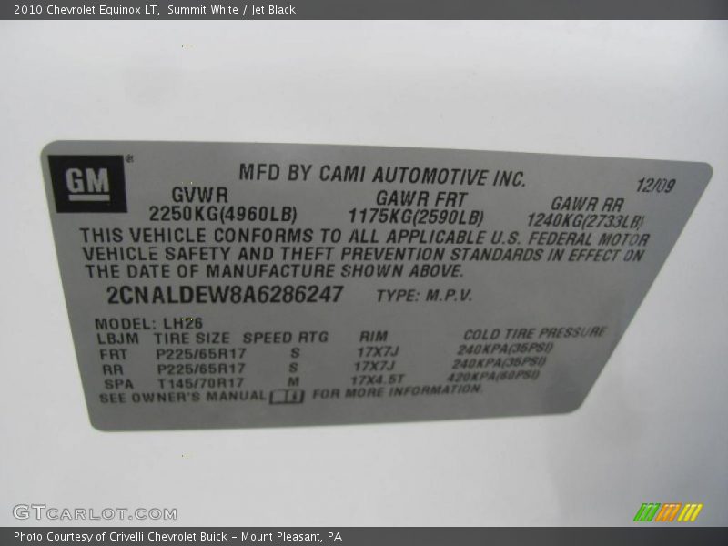 Summit White / Jet Black 2010 Chevrolet Equinox LT
