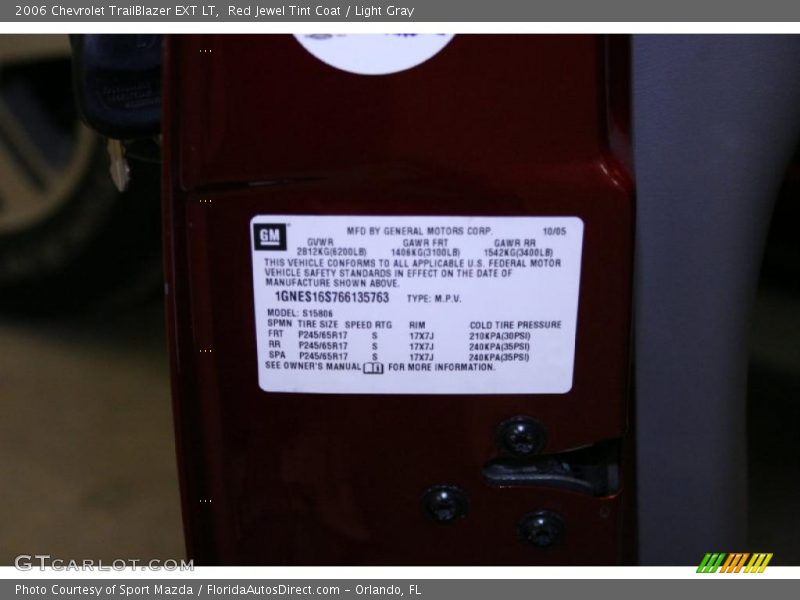 Red Jewel Tint Coat / Light Gray 2006 Chevrolet TrailBlazer EXT LT