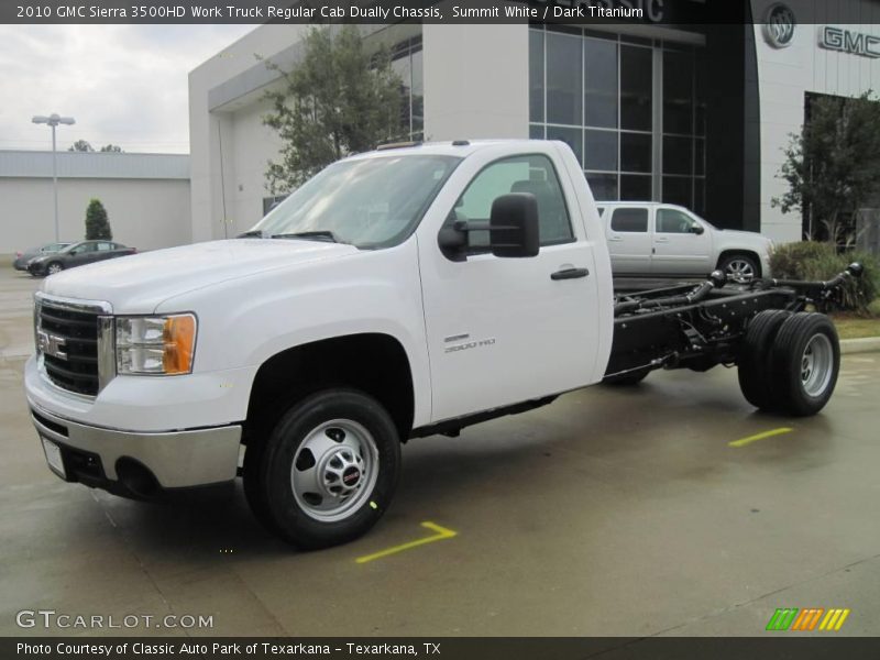 Summit White / Dark Titanium 2010 GMC Sierra 3500HD Work Truck Regular Cab Dually Chassis