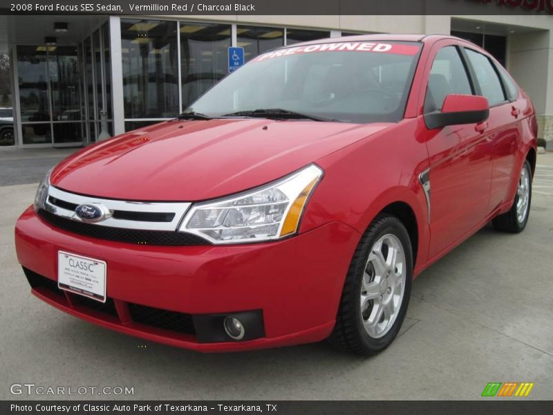 Vermillion Red / Charcoal Black 2008 Ford Focus SES Sedan
