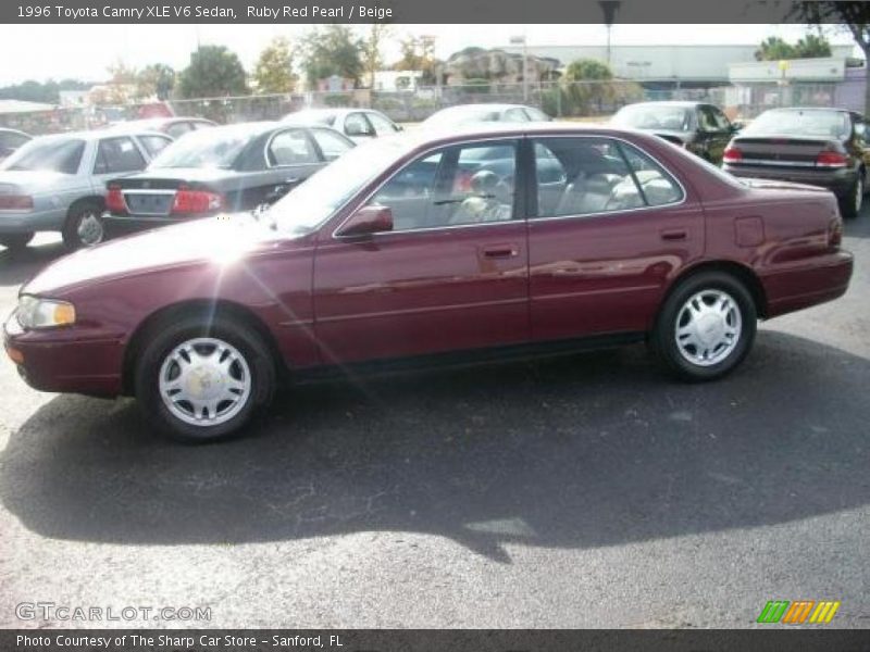 Ruby Red Pearl / Beige 1996 Toyota Camry XLE V6 Sedan